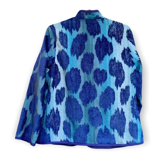 Trimdin Reversible Blazer Jacket Abstract Blues Jaquard Size M - Picture 3 of 9